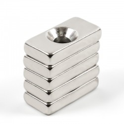 N35Bloque magnético de neodimio N35 con orificio de 4 mm, 20 x 10 x 4 mm, 10 unidades