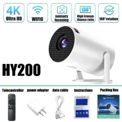 ProyectoresProyector portátil HY200 720p: giratorio 270°, Full HD HDMI/USB, cine en casa y películas al aire libre