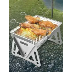 Barbacoa - BBQParrilla de barbacoa grande plegable portátil - acero inoxidable - estufa de camping