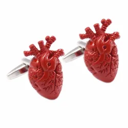 Gemeloscopy of Cufflinks de moda con un corazón rojo
