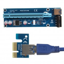 Computadora & LaptopPCIe PCI-E PCI Express Riser Card 1x a 16x USB 30 Data Cable SATA a 4Pin IDE Molex Power