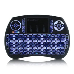 Reproductor multimediaiPazzPort Mini teclado inalámbrico Touchpad con retroiluminación LED Silencio