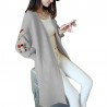 Moda femeninaLong Loose Embroidery Knitted Sweater Cardigan