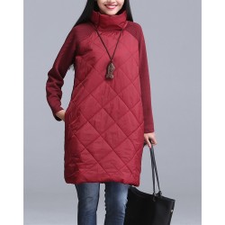 VestidosTurtleneck Loose Patchwork Tunic Winter Dress