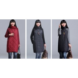 VestidosTurtleneck Loose Patchwork Tunic Winter Dress