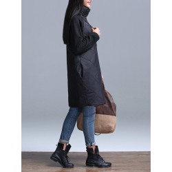 Turtleneck Loose Patchwork Tunic Winter DressDresses