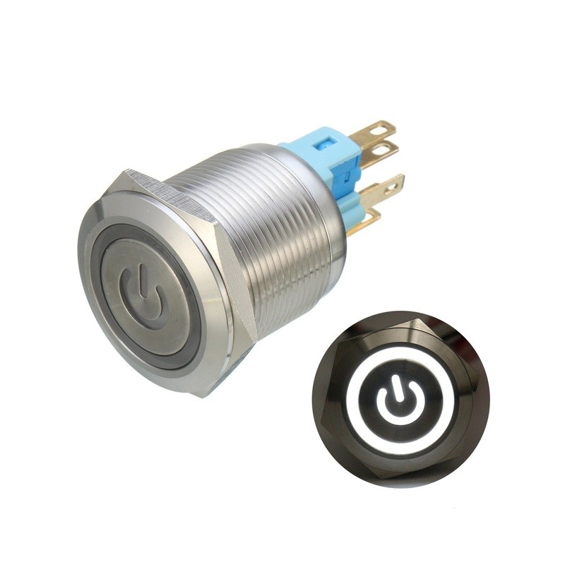 Interruptores6 Pin 22mm 12V Interruptor de cierre de pulsación de metal ligero Interruptores6 Pin 22mm 12V Interruptor de cierre de pulsación de metal ligero