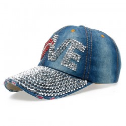 Sombreros & gorrasVintage - Gorra de béisbol Jeans con diamantes de imitación - sombrero - algodón