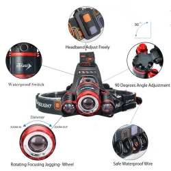Deporte & OutdoorIluminación delantera - zoom linterna - antorcha - 3 lámpara LED XML-T6