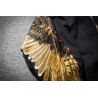 Black bomber jacket with embroidered golden wingsJackets