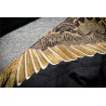 Black bomber jacket with embroidered golden wingsJackets