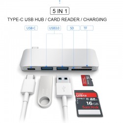 Accesorios5 en 1 USB 3 Hub Multi Tipo C Splitter Adaptador de tarjeta lector