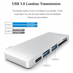 Accesorios5 en 1 USB 3 Hub Multi Tipo C Splitter Adaptador de tarjeta lector