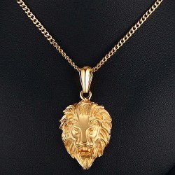 CollaresCabeza de león colgante collar de oro