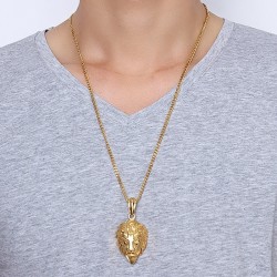 CollaresCabeza de león colgante collar de oro