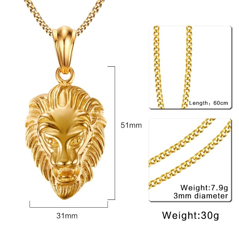 CollaresCabeza de león colgante collar de oro