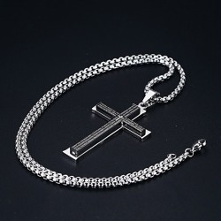 Cross with Spanish bible - stainless steel necklace - unisexNecklaces