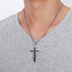 Cross with Spanish bible - stainless steel necklace - unisexNecklaces