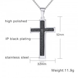 CollaresCruz con Biblia española - collar de acero inoxidable - unisex