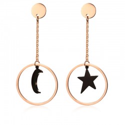 Star & Moon Stainless Steel Long EarringsEarrings