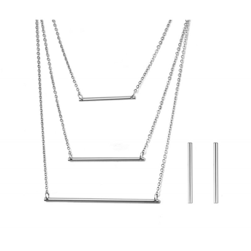Conjuntos de joyas3 collar de capas  Pendientes Joyería Set