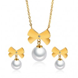 Conjuntos de joyasBowknot  Juego de joyas de moda de perlas