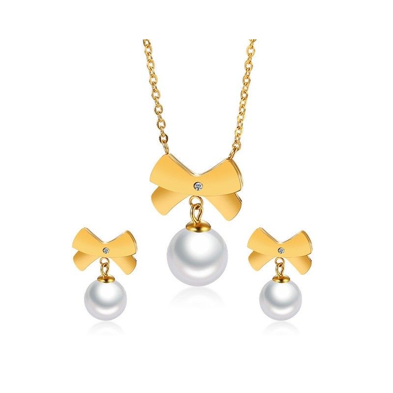 Conjuntos de joyasBowknot  Juego de joyas de moda de perlas