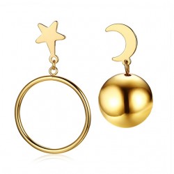 Star & Moon Asymmetric EarringsEarrings