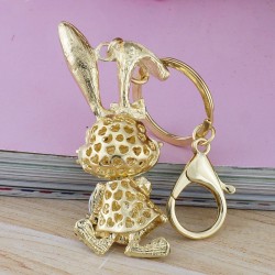 llaverollave de conejo de oro & cristal