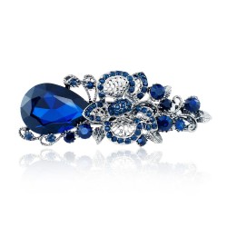Pinzas de cabelloGran flor de cristal azul - clip de pelo - horquilla
