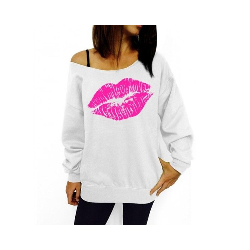 PlusLabios rojos grandes - más sudadera de tamaño - fuera de la polea del hombro PlusLabios rojos grandes - más sudadera de tamaño - fuera de la polea del hombro