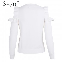 Elegant Off Shoulder Knitted Sweater JumperHoodies & Jumpers
