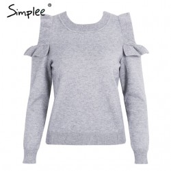 Elegant Off Shoulder Knitted Sweater JumperHoodies & Jumpers
