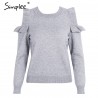 Elegant Off Shoulder Knitted Sweater JumperHoodies & Jumpers