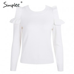 Elegant Off Shoulder Knitted Sweater JumperHoodies & Jumpers