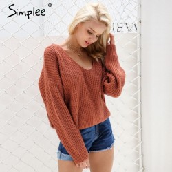 Backless Lace-Up pullover - sweater knittedHoodies & Jumpers