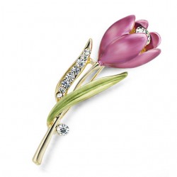 BrochesElegante broche de tulipanes de cristal