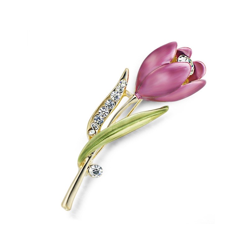 Elegant crystal tulip broochBrooches