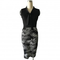 Leaf Print Elegant Patchwork DressDresses