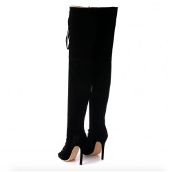 Lace Up Over The Knee High Heel BootsShoes