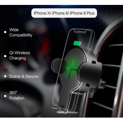 iPhone X S8 Original 360 Degree Rotation Qi Wireless Car Charger Phone Holder With LED IndicatorAccessories