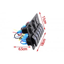 6 Gang 12V switch panel - 5V Dual USB - digital voltmeterSwitches