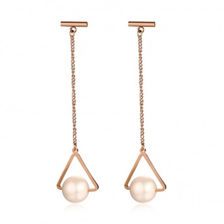 Triangles & pearls - rose gold long earringsEarrings