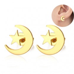 Gold moon & stars stud earringsEarrings