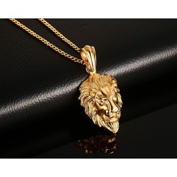 CollaresCabeza de león colgante collar de oro