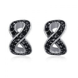Black crystal infinity stud earrings