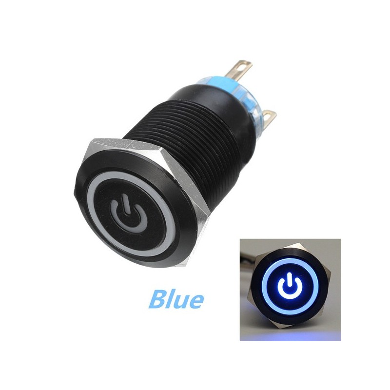 Interruptores12V 5-pin botón de presión de metal de 19 mm - interruptor de potencia momentánea con LED - interruptor impermea... Interruptores12V 5-pin botón de presión de metal de 19 mm - interruptor de potencia momentánea con LED - interruptor impermea...