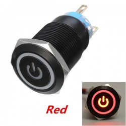 Interruptores12V 5-pin botón de presión de metal de 19 mm - interruptor de potencia momentánea con LED - interruptor impermea...