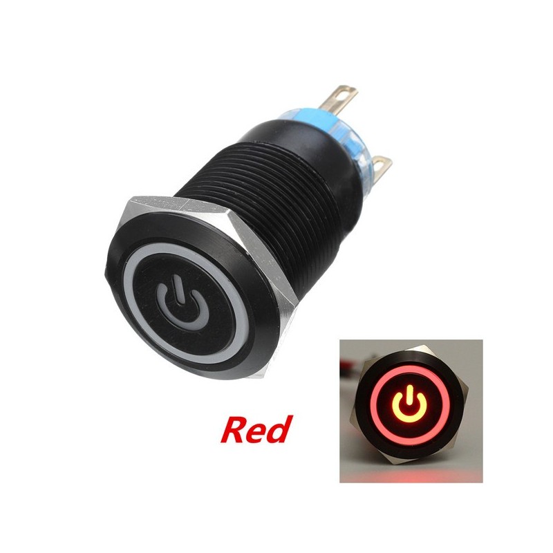 Interruptores12V 5-pin botón de presión de metal de 19 mm - interruptor de potencia momentánea con LED - interruptor impermea...