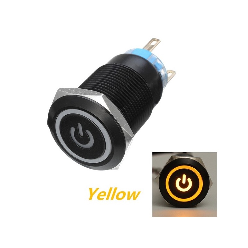 Interruptores12V 5-pin botón de presión de metal de 19 mm - interruptor de potencia momentánea con LED - interruptor impermea... Interruptores12V 5-pin botón de presión de metal de 19 mm - interruptor de potencia momentánea con LED - interruptor impermea...